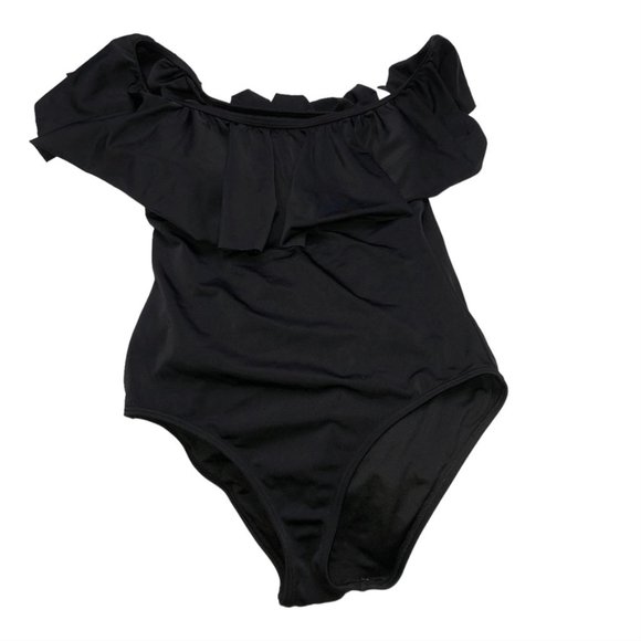 Victoria's Secret Black Old Hollywood Glamour one piece RUFFLE TOP bathi… - Picture 1 of 5